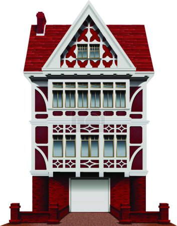 Illustration for "A big red house" - Royalty Free Image