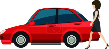 Téléchargez les illustrations : Illustration vectorielle femme et voiture - en licence libre de droit