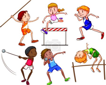 Ilustración de Bocetos simples de personas que practican diferentes deportes - Imagen libre de derechos