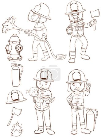Illustration for Fire fighters  vector illustration - Royalty Free Image