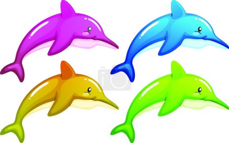 Ilustración de Cuatro delfines hermosa ilustración vectorial - Imagen libre de derechos