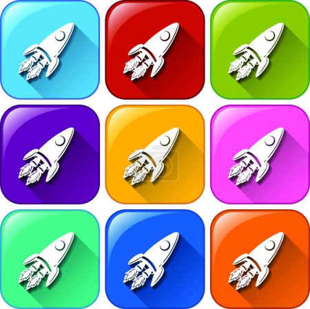 Illustration for Icons with rockets beautiful vector illustration - Royalty Free Image