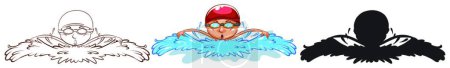 Téléchargez les illustrations : Illustration vectorielle homme nageur - en licence libre de droit
