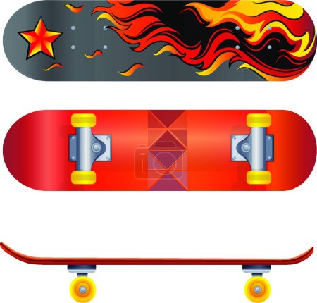 Téléchargez les illustrations : Une illustration vectorielle objct de skateboard - en licence libre de droit