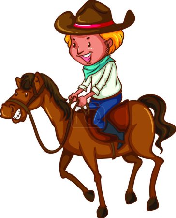 Téléchargez les illustrations : Une jeune icône de cow-boy illustration vectorielle - en licence libre de droit