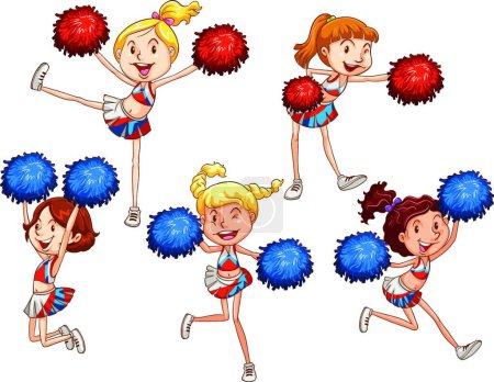 Illustration for Cheerleaders modern vector illustration - Royalty Free Image