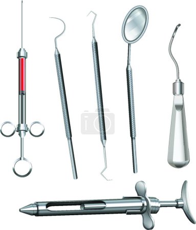 Illustration for Different dental instruments vector illustration - Royalty Free Image