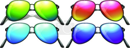 Ilustración de Gafas de sol de color neón hermosa ilustración vector - Imagen libre de derechos