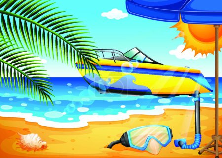 Ilustración de Playa hermosa ilustración vector - Imagen libre de derechos