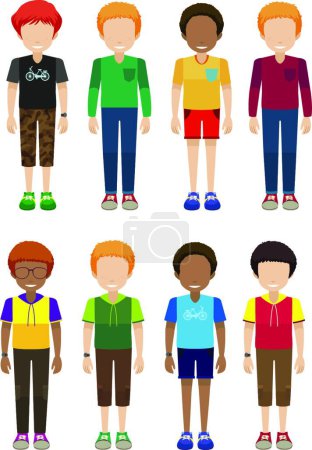 Illustration for Faceless male teenagers modern vector illustration - Royalty Free Image