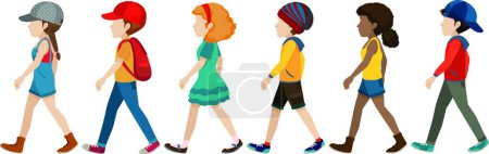 Ilustración de Adolescentes sin rostro caminando ilustración vector moderno - Imagen libre de derechos