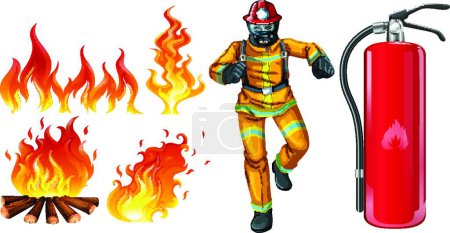 Téléchargez les illustrations : Un pompier belle illustration vectorielle - en licence libre de droit