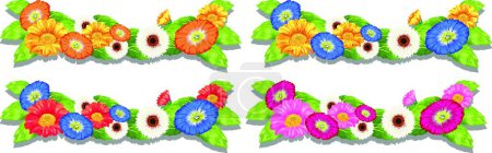 Téléchargez les illustrations : Floral bordure dessins belle illustration vectorielle - en licence libre de droit
