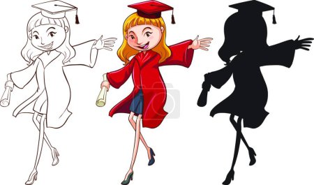 Illustration for A girl graduating vector illustration - Royalty Free Image