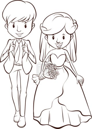 Ilustración de Una boda pareja vector ilustración - Imagen libre de derechos