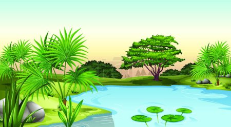 Ilustración de "Plantas verdes que rodean el estanque
" - Imagen libre de derechos