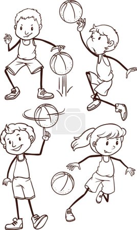 Ilustración de "Bocetos simples de jugadores de baloncesto
" - Imagen libre de derechos