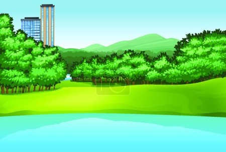 Illustration for Park and lake vector illustration - Royalty Free Image
