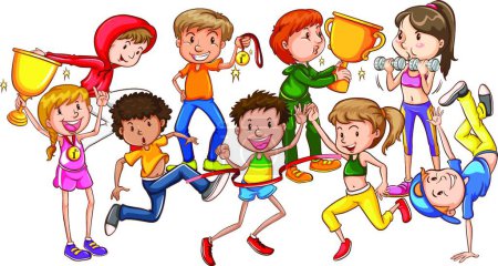 Illustration for Sport kids, colorful vector illustration - Royalty Free Image