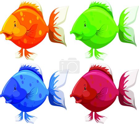 Ilustración de Lindo pez, set vector ilustración - Imagen libre de derechos