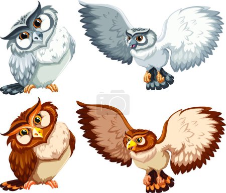 Illustration for Four owls modern vector illustration - Royalty Free Image