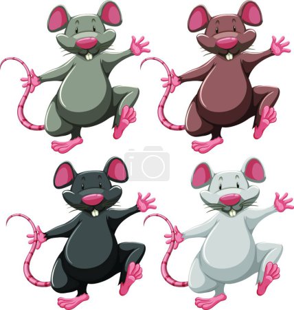 Téléchargez les illustrations : Illustration des Quatre souris - en licence libre de droit