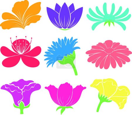 Téléchargez les illustrations : Oeuvres florales belle illustration vectorielle - en licence libre de droit