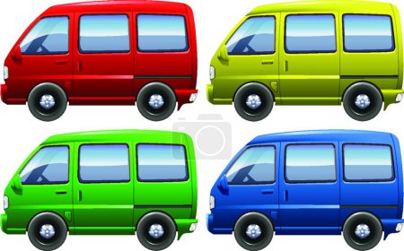 Illustration for Set of vans vector illustration - Royalty Free Image