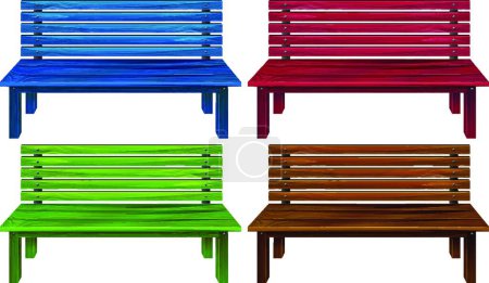 Illustration for Four colorful benches  vector illustration - Royalty Free Image