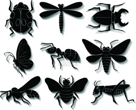 Téléchargez les illustrations : Jeu d'insectes illustration vectorielle - en licence libre de droit