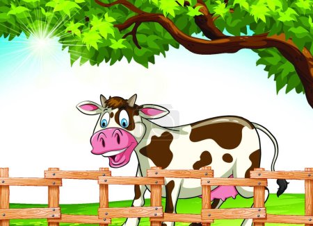 Téléchargez les illustrations : Une illustration vectorielle souriante de vache - en licence libre de droit