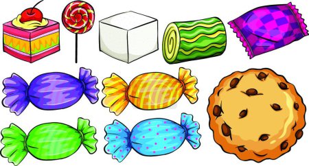 Illustration for Set of candies vector illustration - Royalty Free Image