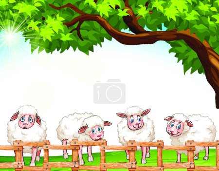 Illustration for Four sheep modern vector illustration - Royalty Free Image