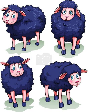 Ilustración de Ilustración de las cuatro ovejas - Imagen libre de derechos
