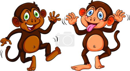 Téléchargez les illustrations : Deux singes belle illustration vectorielle - en licence libre de droit