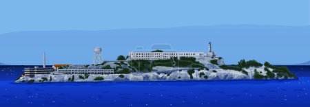 Téléchargez les illustrations : Illustration vectorielle de l'île d'Alcatraz - en licence libre de droit