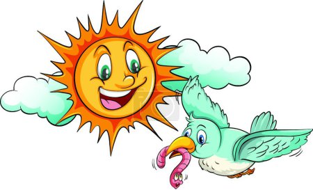 Illustration for Sun and bird vector illustration - Royalty Free Image