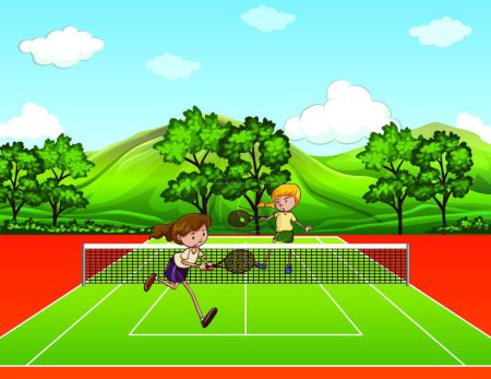 Téléchargez les illustrations : Tennis belle illustration vectorielle - en licence libre de droit