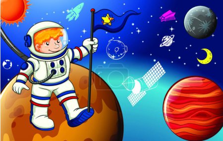Illustration for Man and space beautiful vector illustration - Royalty Free Image