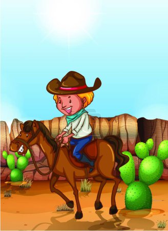 Téléchargez les illustrations : Cowboy belle illustration vectorielle - en licence libre de droit