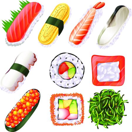 Ilustración de Sushi hermosa ilustración vector - Imagen libre de derechos