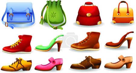 Téléchargez les illustrations : Chaussures et sacs belle illustration vectorielle - en licence libre de droit