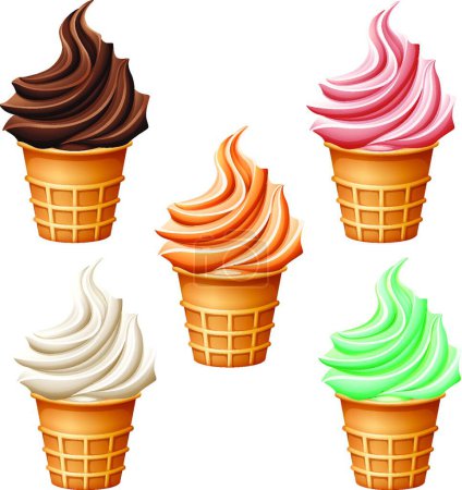 Téléchargez les illustrations : Ensemble d'icône de crème glacée, illustration vectorielle - en licence libre de droit