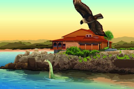 Téléchargez les illustrations : Maison de plage, illustration vectorielle colorée - en licence libre de droit