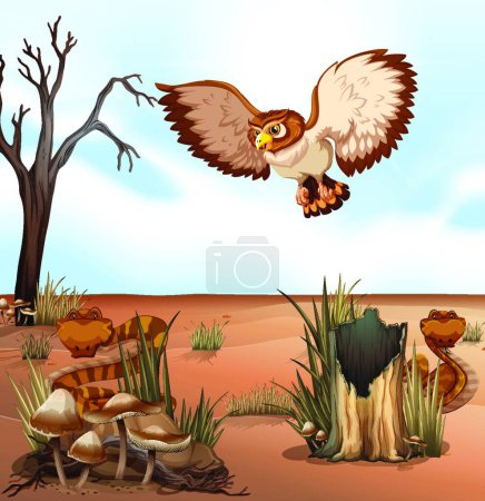 Téléchargez les illustrations : Desert, illustration vectorielle colorée - en licence libre de droit