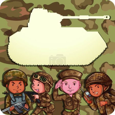 Téléchargez les illustrations : Illustration vectorielle moderne des soldats - en licence libre de droit
