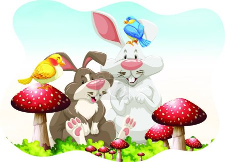 Ilustración de Conejos hermosa ilustración vector - Imagen libre de derechos