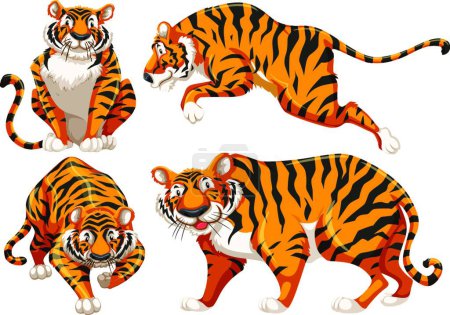 Téléchargez les illustrations : Tigers belle illustration vectorielle - en licence libre de droit