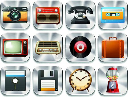 Illustration for Retro icons vector illustration - Royalty Free Image