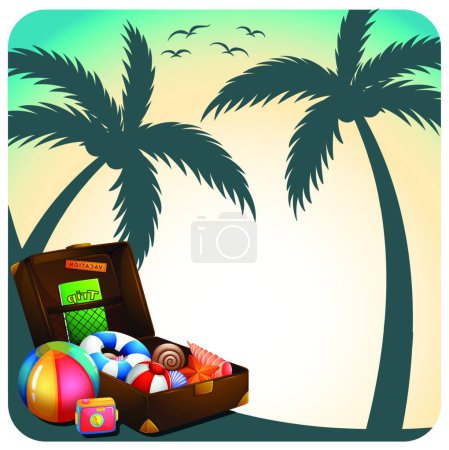 Illustration for Travel card, colorful vector illustration - Royalty Free Image